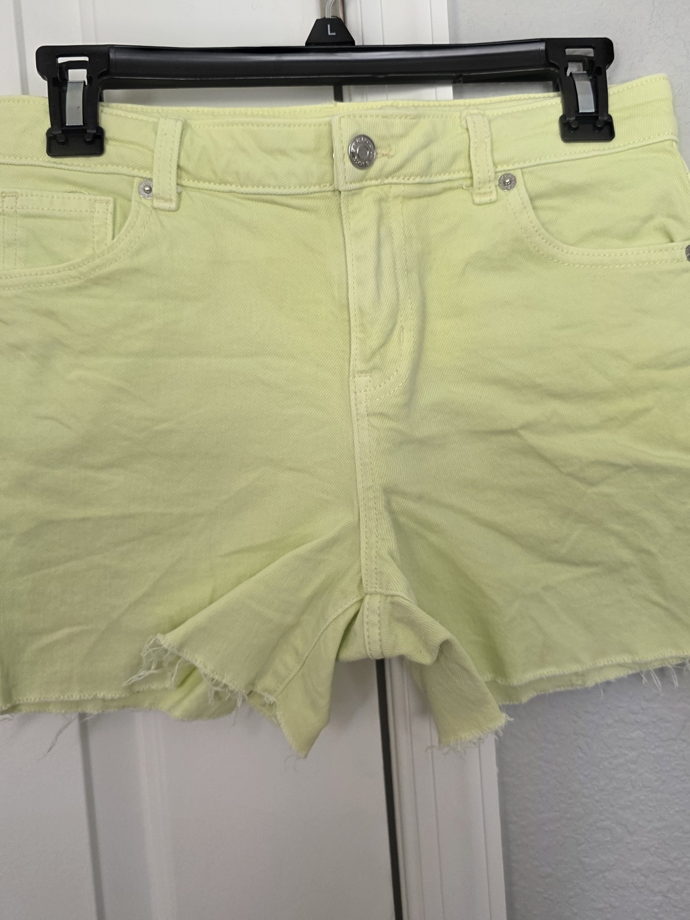 Cat & Jack Light Yellow Frayed Hem Denim Shorts
